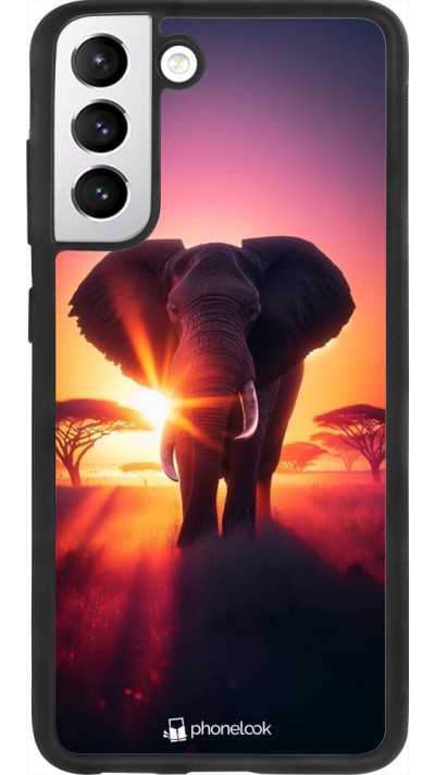 Samsung Galaxy S21 FE 5G Case Hülle - Silikon schwarz Elefant Sonnenaufgang Schönheit