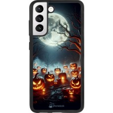 Samsung Galaxy S21 FE 5G Case Hülle - Silikon schwarz Halloween 2024 Viele Kuerbisse