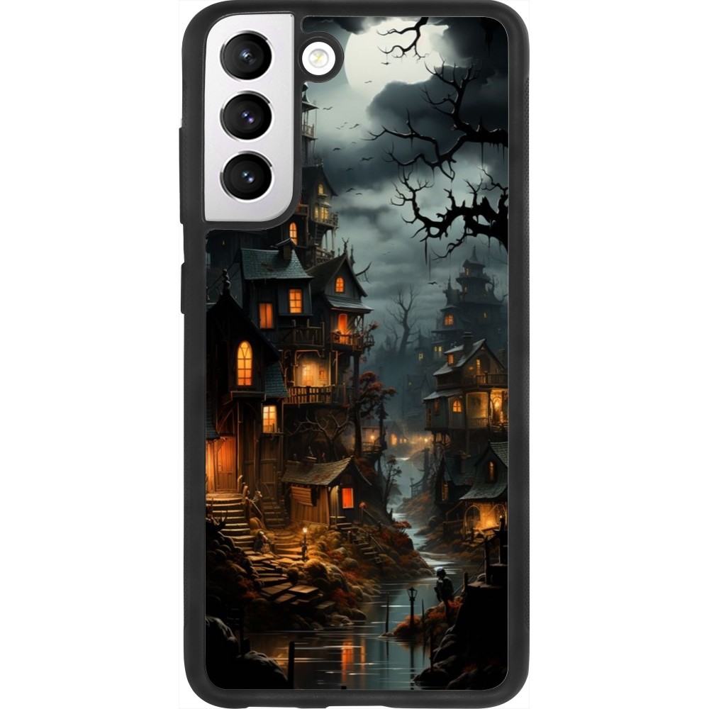 Samsung Galaxy S21 FE 5G Case Hülle - Silikon schwarz Halloween 2024 scary town