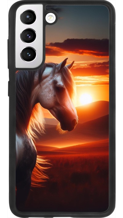 Samsung Galaxy S21 FE 5G Case Hülle - Silikon schwarz Majestätischer Sonnenuntergang Pferd