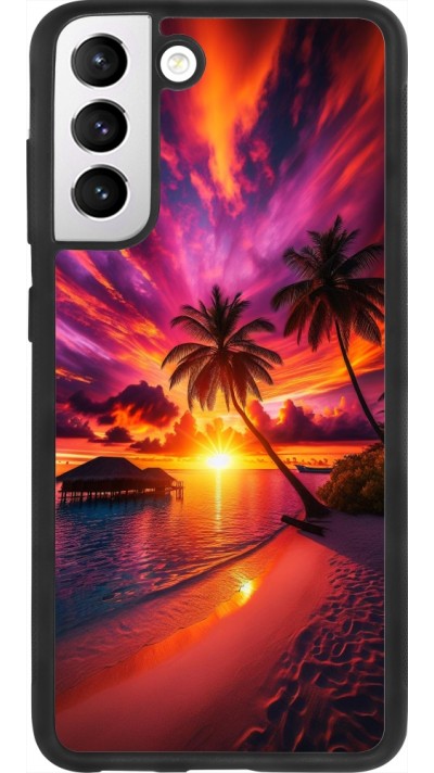 Samsung Galaxy S21 FE 5G Case Hülle - Silikon schwarz Malediven Abenddämmerung Glückseligkeit