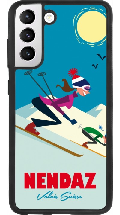 Coque Samsung Galaxy S21 FE 5G - Silicone rigide noir Nendaz Ski Downhill