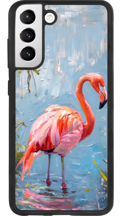 Samsung Galaxy S21 FE 5G Case Hülle - Silikon schwarz Paint Flamingo