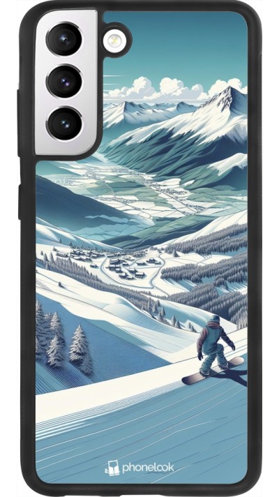 Samsung Galaxy S21 FE 5G Case Hülle - Silikon schwarz Snowboarder Berg