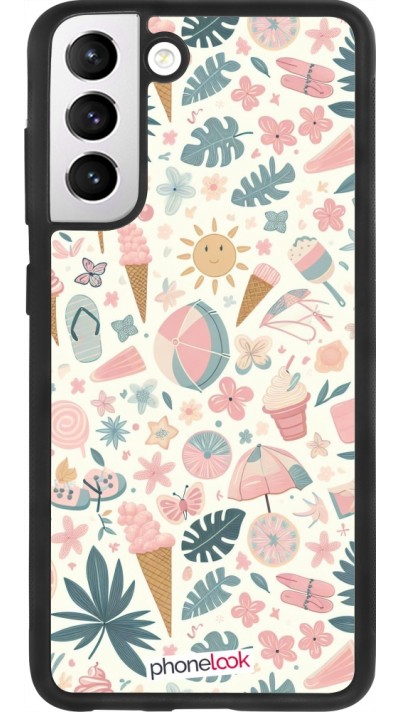 Samsung Galaxy S21 FE 5G Case Hülle - Silikon schwarz Sommer Pink Muster