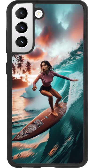 Samsung Galaxy S21 FE 5G Case Hülle - Silikon schwarz Surferin aus Bali