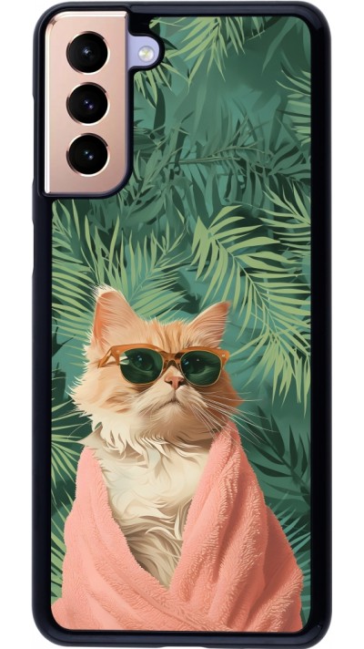 Samsung Galaxy S21+ 5G Case Hülle - Cat Summer Palms