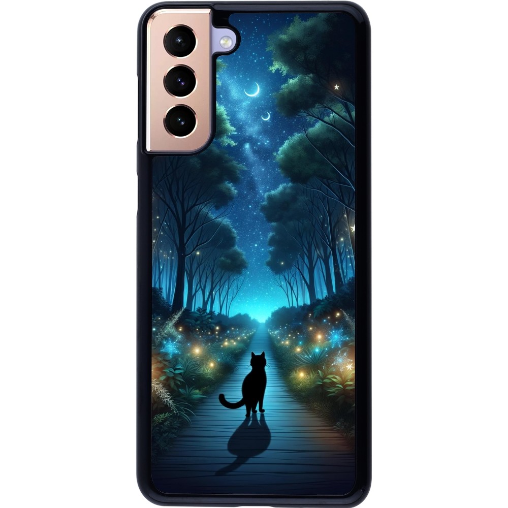 Samsung Galaxy S21+ 5G Case Hülle - Schwarze Katze Spaziergang