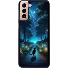 Samsung Galaxy S21+ 5G Case Hülle - Schwarze Katze Spaziergang