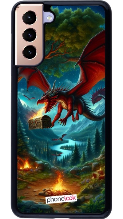 Samsung Galaxy S21+ 5G Case Hülle - Drache Fliegend Wald Schatz