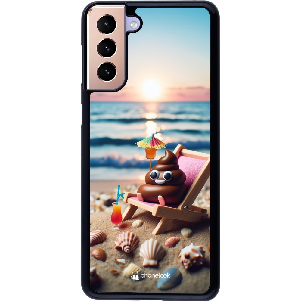 Samsung Galaxy S21+ 5G Case Hülle - Kackhaufen Emoji auf Liegestuhl