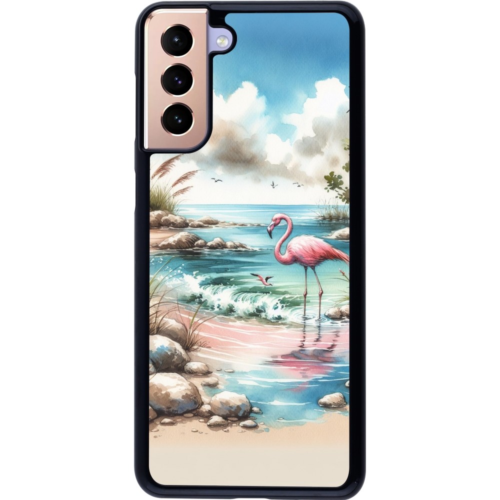 Samsung Galaxy S21+ 5G Case Hülle - Flamingo Aquarell