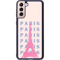 Samsung Galaxy S21+ 5G Case Hülle - Silikon schwarz Paris Pink Print