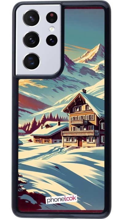 Samsung Galaxy S21 Ultra 5G Case Hülle - Chalet Berg verschneit