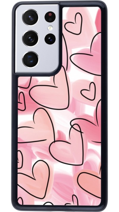 Samsung Galaxy S21 Ultra 5G Case Hülle - Easter 2023 pink hearts