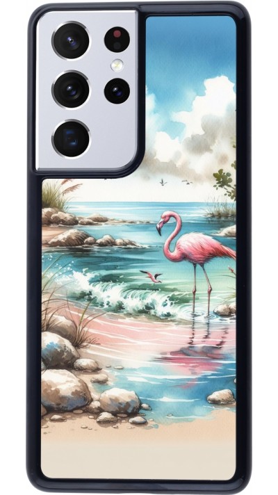 Samsung Galaxy S21 Ultra 5G Case Hülle - Flamingo Aquarell