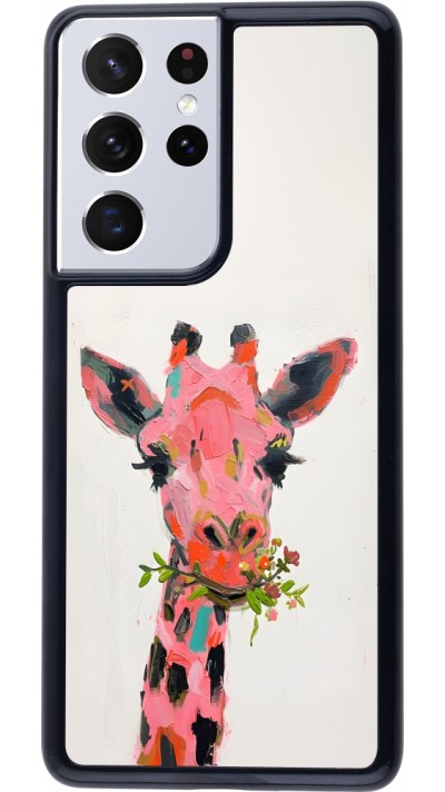 Samsung Galaxy S21 Ultra 5G Case Hülle - Pink Girafe Paint