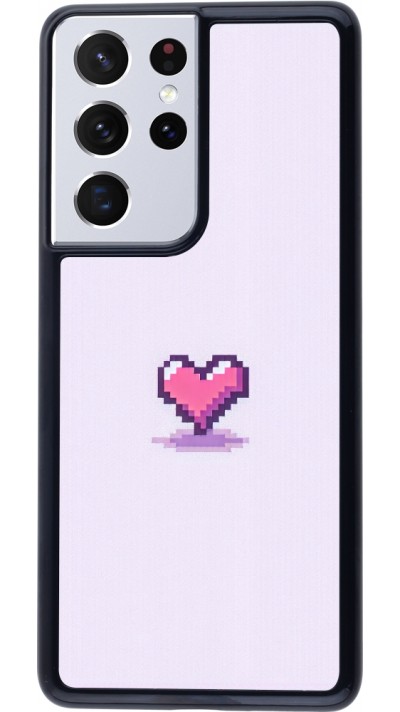 Coque Samsung Galaxy S21 Ultra 5G - Pixel Coeur Violet Clair