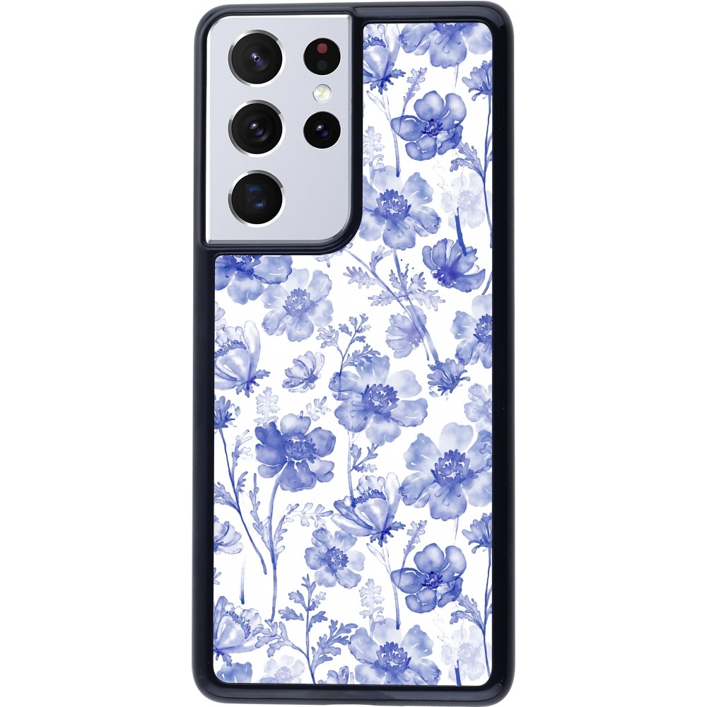 Samsung Galaxy S21 Ultra 5G Case Hülle - Spring 23 watercolor blue flowers