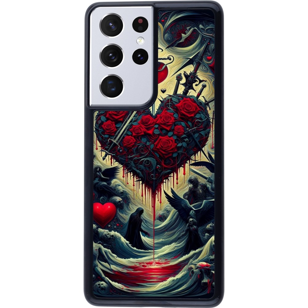 Samsung Galaxy S21 Ultra 5G Case Hülle - Dunkle Liebe Herz Blut