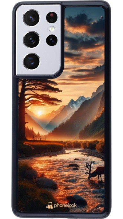 Samsung Galaxy S21 Ultra 5G Case Hülle - Tal Sonnenuntergang Hirsch Baum