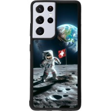 Samsung Galaxy S21 Ultra 5G Case Hülle - Silikon schwarz Astro Schweiz auf dem Mond