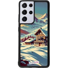 Samsung Galaxy S21 Ultra 5G Case Hülle - Silikon schwarz Chalet Berg verschneit