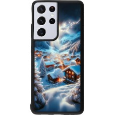 Samsung Galaxy S21 Ultra 5G Case Hülle - Silikon schwarz Berg Schnee Licht