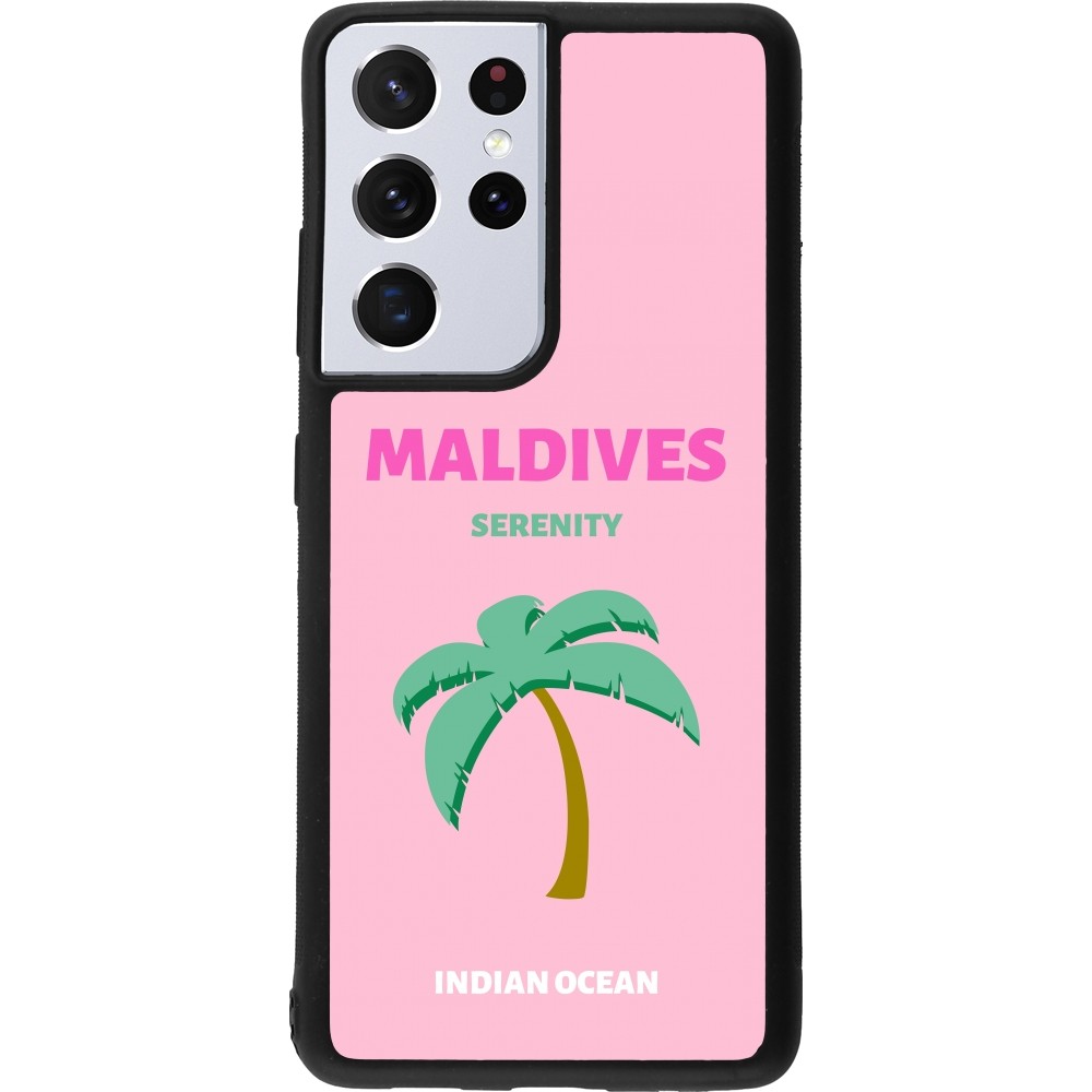 Samsung Galaxy S21 Ultra 5G Case Hülle - Silikon schwarz Pop Summer Destination Maldives