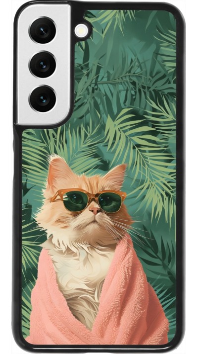 Samsung Galaxy S22 Case Hülle - Cat Summer Palms