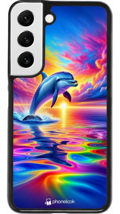 Samsung Galaxy S22 Case Hülle - Glücklicher Regenbogen-Delfin