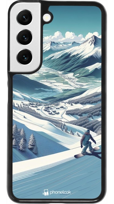 Samsung Galaxy S22 Case Hülle - Snowboarder Berg