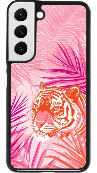 Coque Samsung Galaxy S22 - Tigre palmiers roses