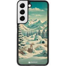 Samsung Galaxy S22 Case Hülle - Vintage Schneebedeckter Berg Iglu