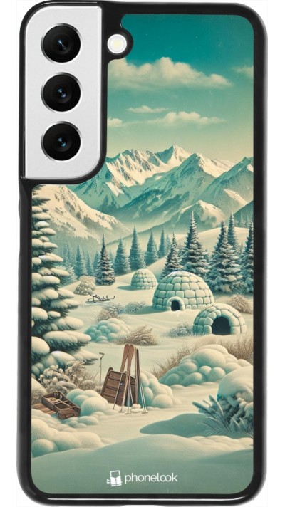 Samsung Galaxy S22 Case Hülle - Vintage Schneebedeckter Berg Iglu