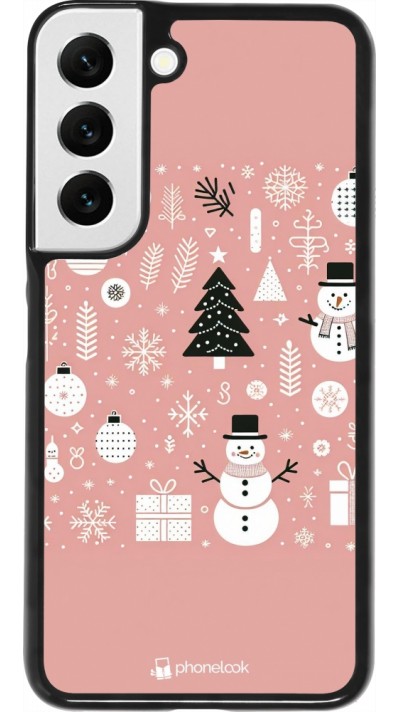 Coque Samsung Galaxy S22 - Noël 2024 Rose Snowman Christmas