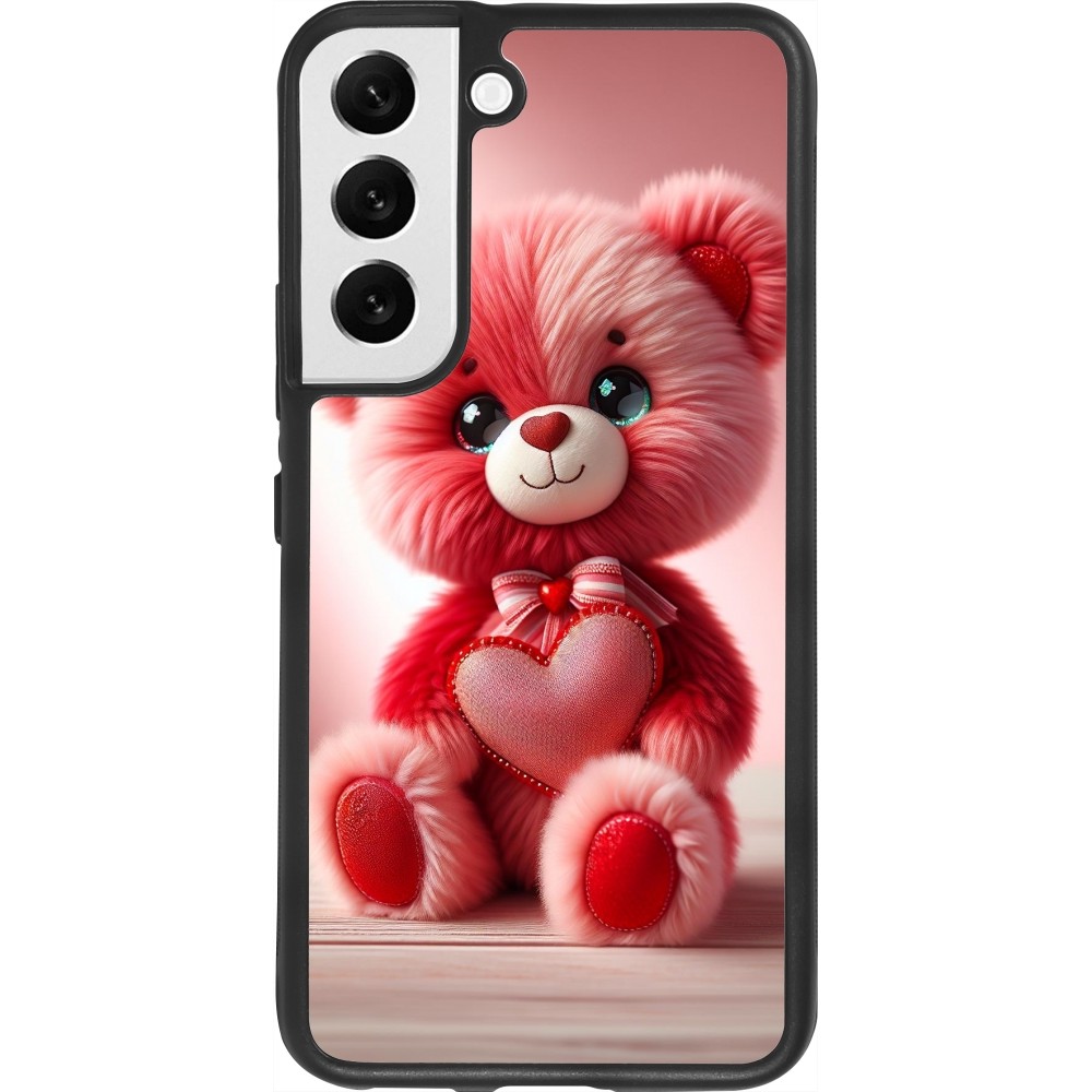 Samsung Galaxy S22 Case Hülle - Silikon schwarz Valentin 2024 Rosaroter Teddybär