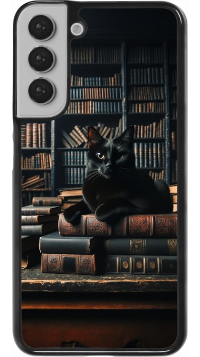 Samsung Galaxy S22+ Case Hülle - Katze Bücher dunkel