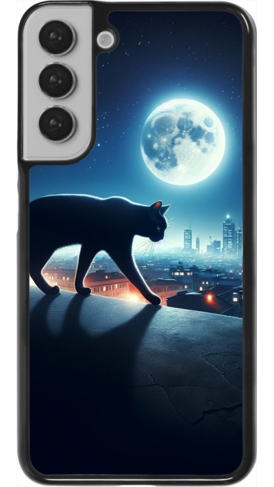 Samsung Galaxy S22+ Case Hülle - Schwarze Katze unter dem Vollmond