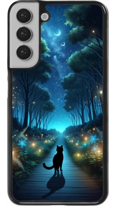 Samsung Galaxy S22+ Case Hülle - Schwarze Katze Spaziergang