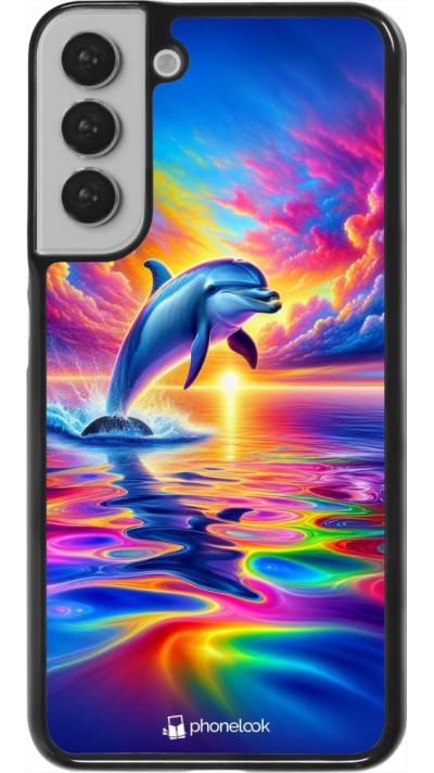 Samsung Galaxy S22+ Case Hülle - Glücklicher Regenbogen-Delfin