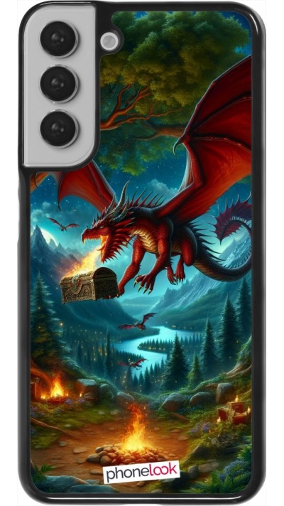 Samsung Galaxy S22+ Case Hülle - Drache Fliegend Wald Schatz