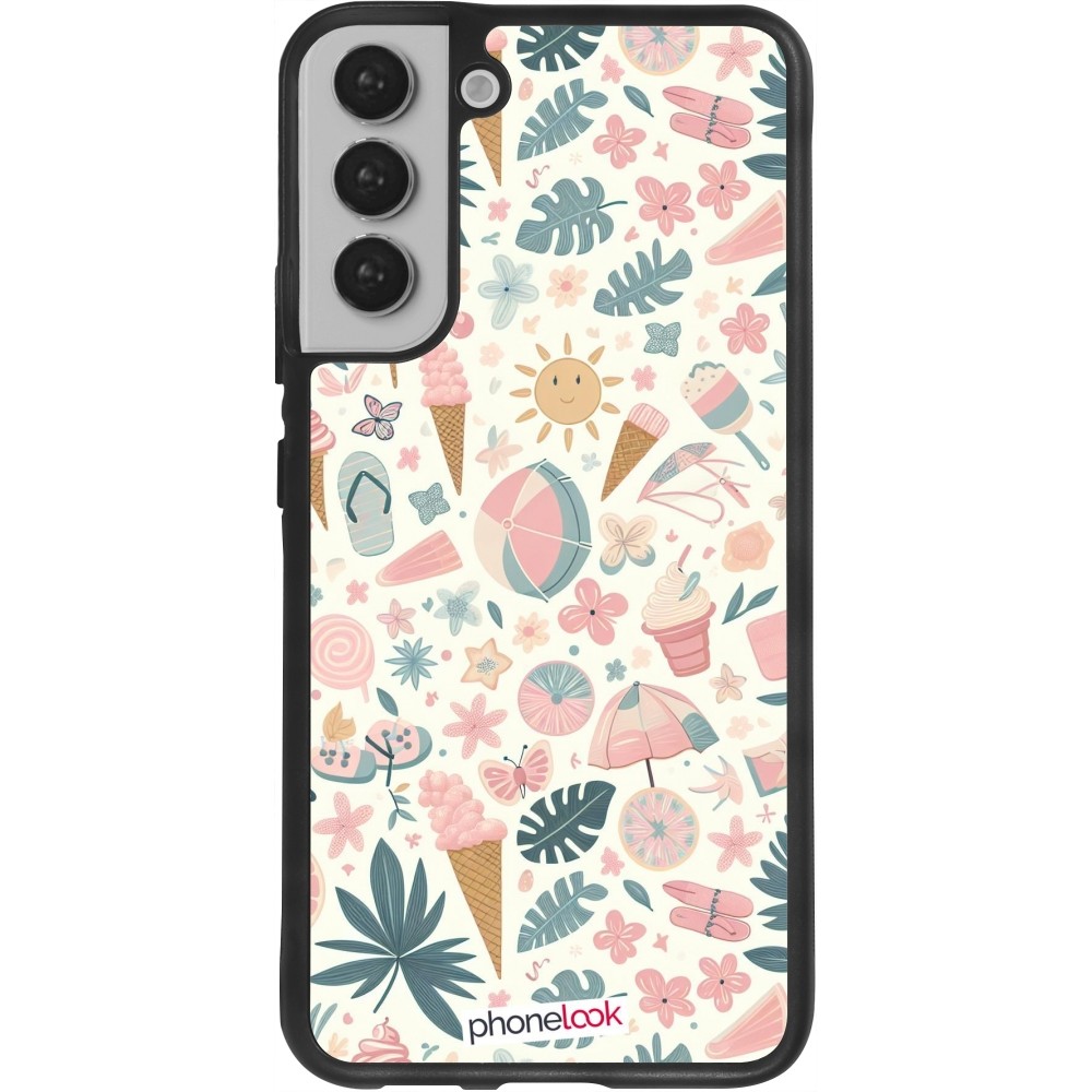 Samsung Galaxy S22+ Case Hülle - Silikon schwarz Sommer Pink Muster