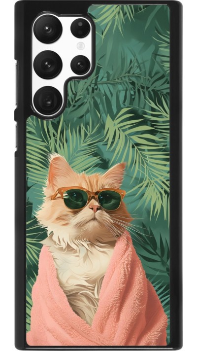 Samsung Galaxy S22 Ultra Case Hülle - Cat Summer Palms