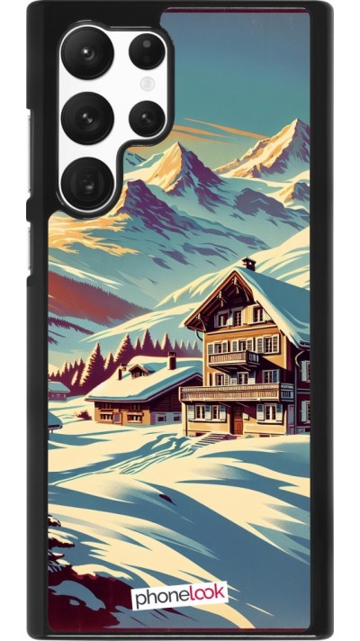 Samsung Galaxy S22 Ultra Case Hülle - Chalet Berg verschneit