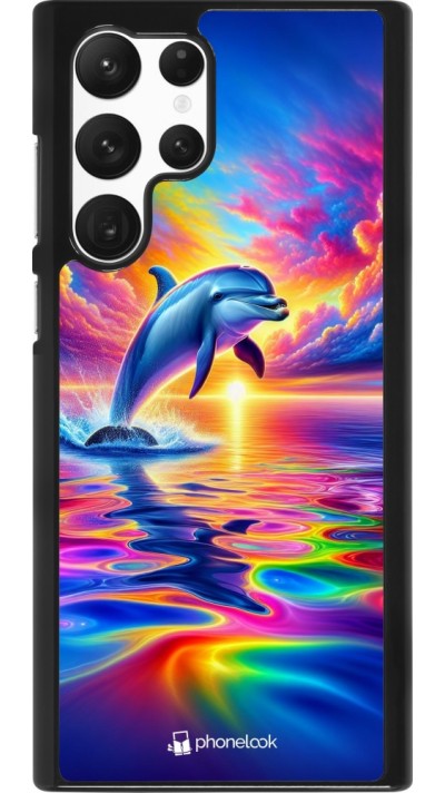 Samsung Galaxy S22 Ultra Case Hülle - Glücklicher Regenbogen-Delfin