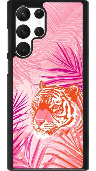 Coque Samsung Galaxy S22 Ultra - Tigre palmiers roses