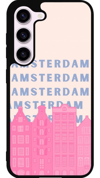 Samsung Galaxy S23 Case Hülle - Silikon schwarz Amsterdam Pink Print