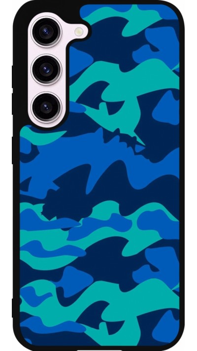 Samsung Galaxy S23 Case Hülle - Silikon schwarz Camo Blue