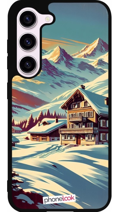 Samsung Galaxy S23 Case Hülle - Silikon schwarz Chalet Berg verschneit